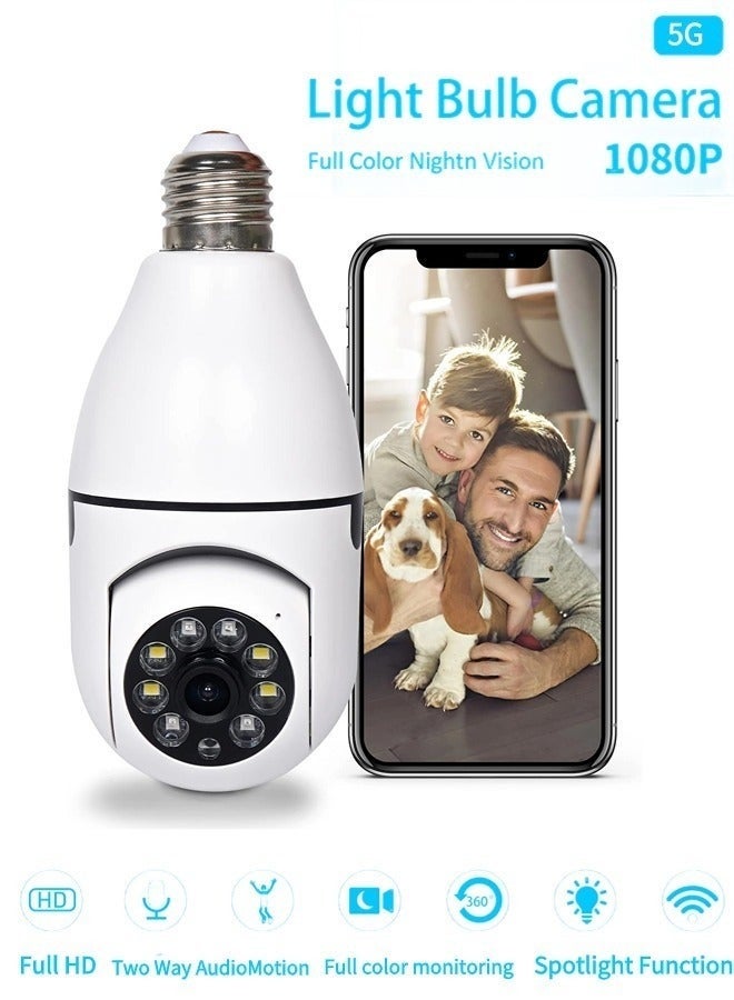 Smart Bulb Security Camera Wi-Fi 360° Panoramic Dual-Band 2.4GHz & 5GHz with Night Vision, Two-Way Audio, TF Card Storage and E27 Easy Installation for Indoor and Outdoor Monitoring - Image 1